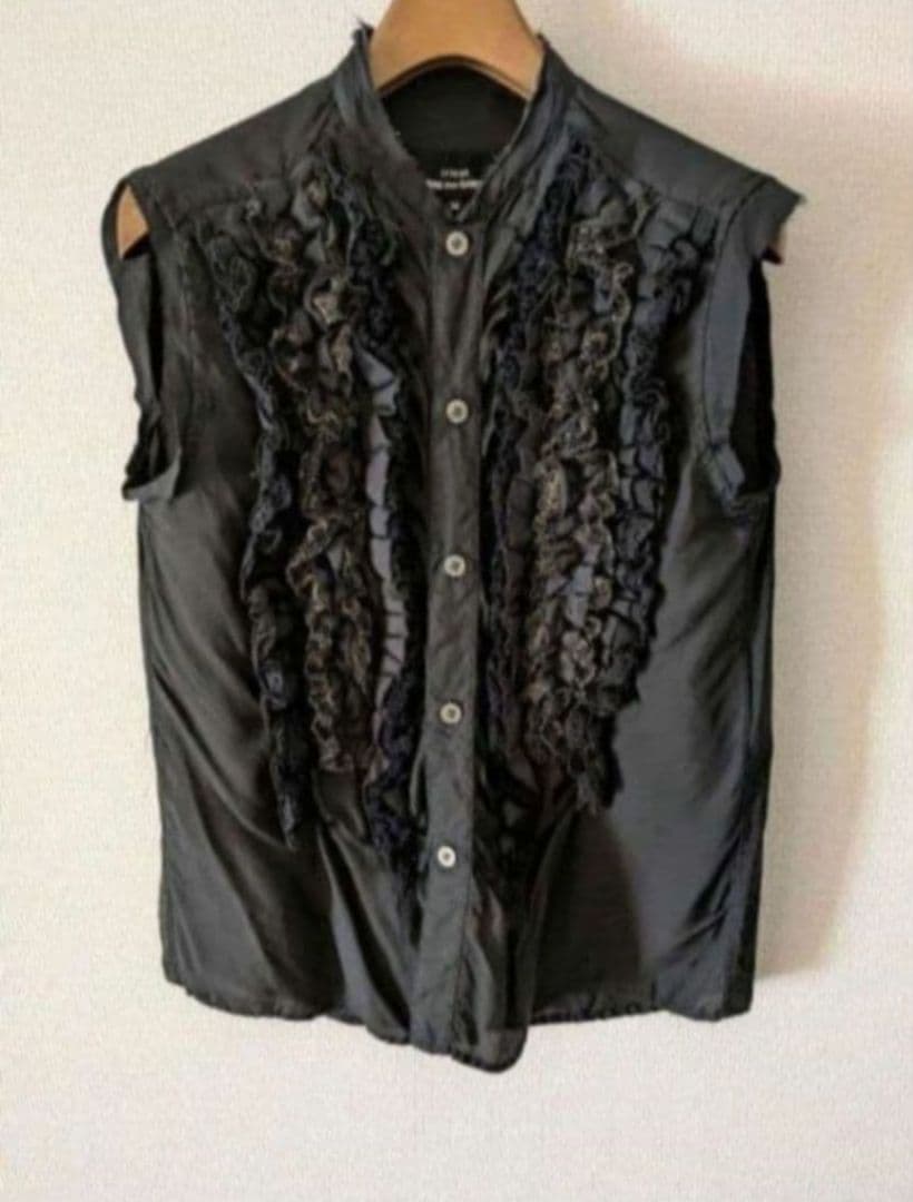 tricot COMME des GARCONS フリルブラウス 訳あり 黒