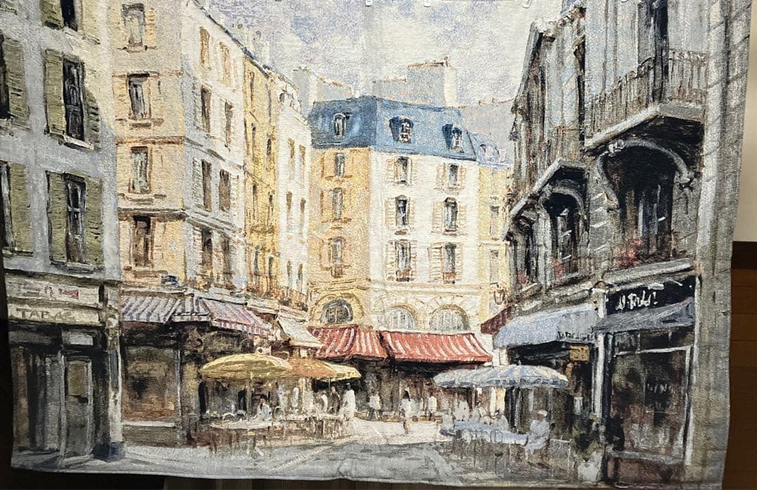 グランデ　カフェのある風景　ゴブラン織　壁掛け