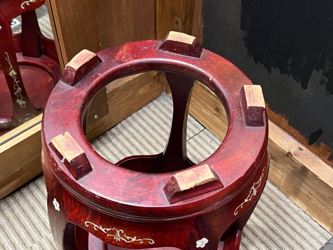 ※スツール 花台 螺鈿象嵌細工 ①