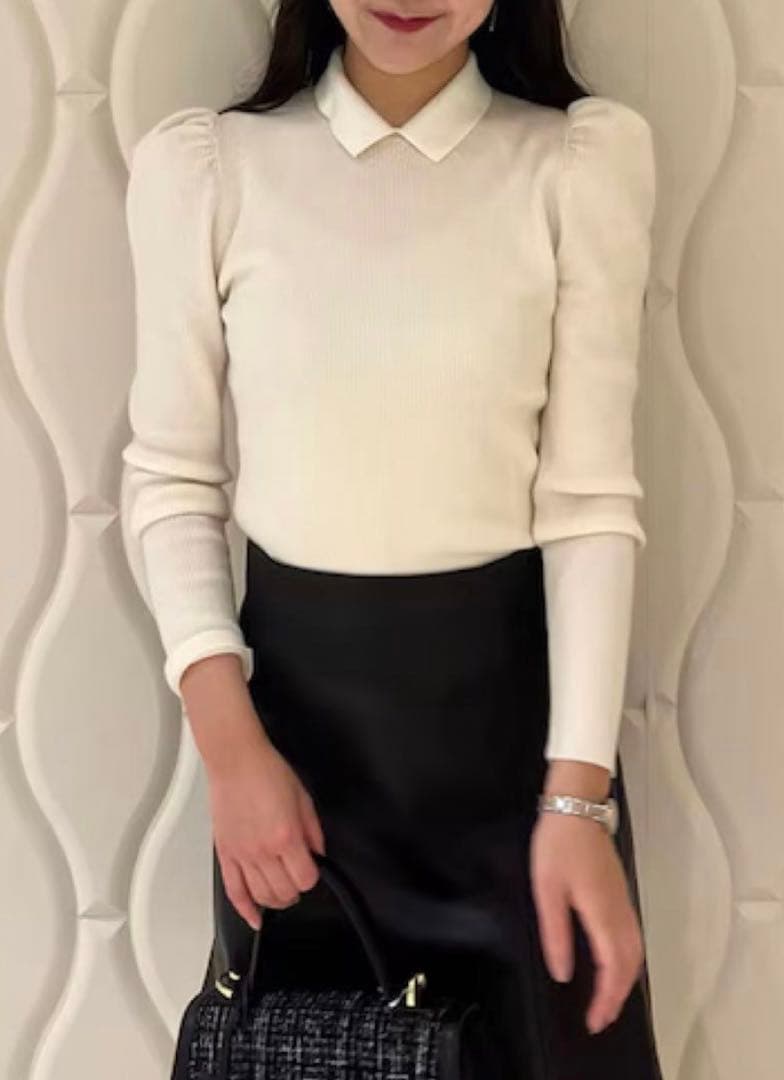 CELFORD セルフォード シルク混衿付きニットプルオーバー 36