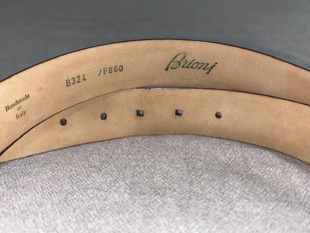 Brioni ブラウンレザーベルト イタリア製 パテントレザー