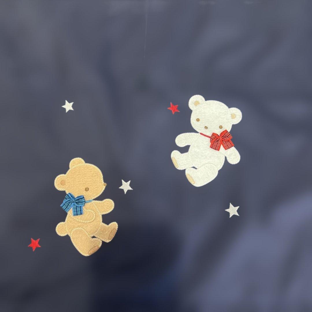 【最終値下げ】ファミリア3WAYブランケット ネイビー クマ刺繍付き　ケープ