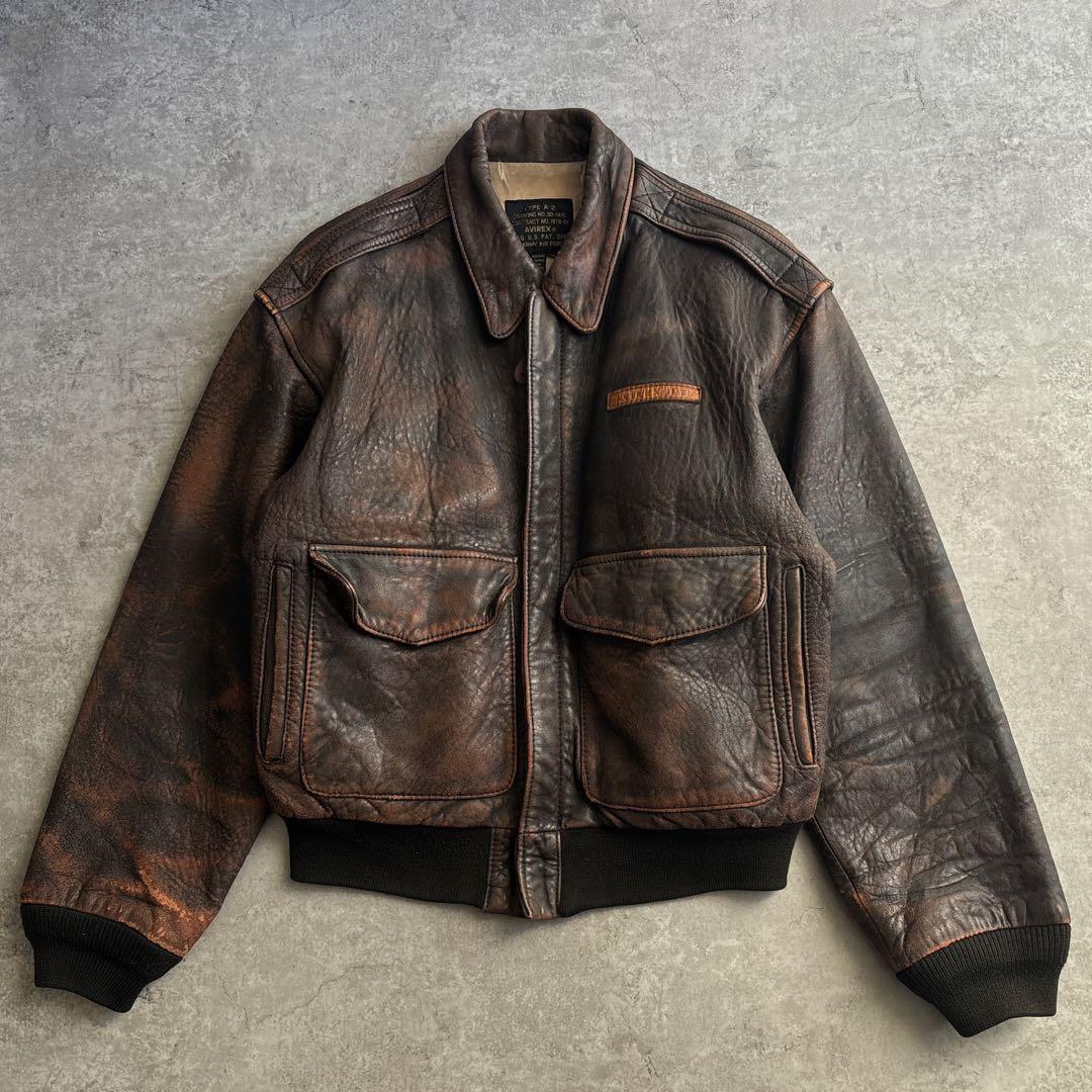 AVIREX アヴィレックス【S】A-2 フライトジャケット 本革 ブラウン
