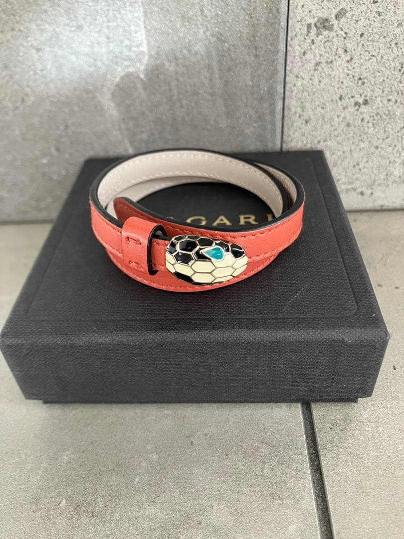 BVLGARI オレンジレザーセルペンティブレスレット★
