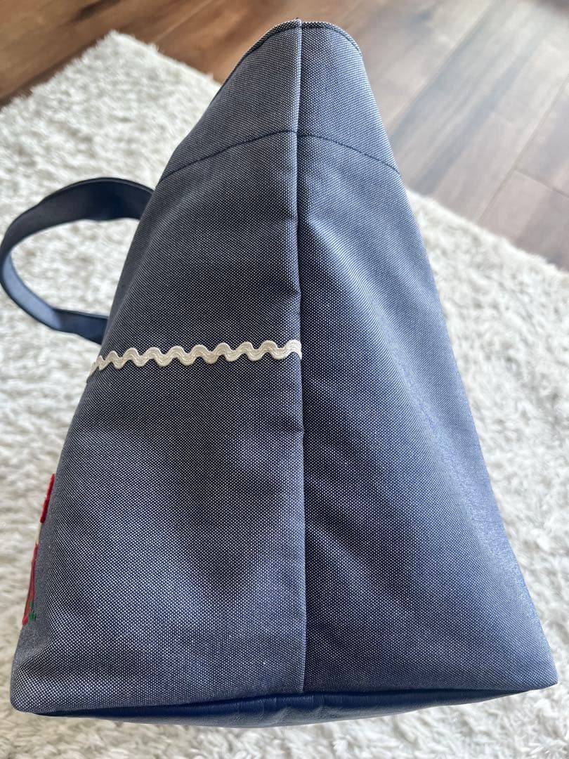 familiar 【美品】デニム地トートバッグ マチ付き ファスナー付き