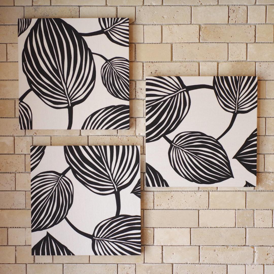 3枚セット ファブリックパネル 北欧 輸入生地 スウェーデン ブラック