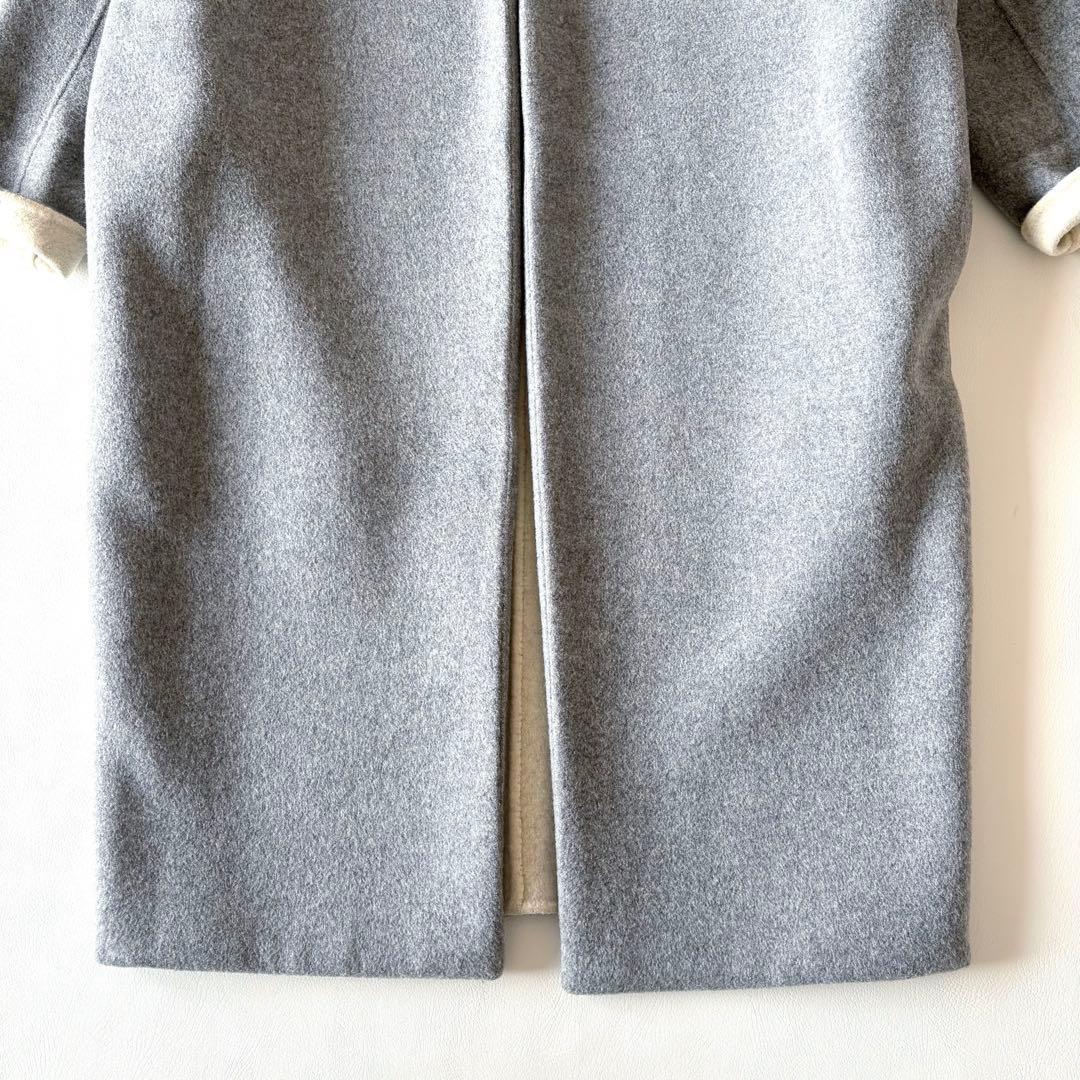 ■美品ENFÖLDコクーンシルエットウールリバーコートノーカラーコート 36