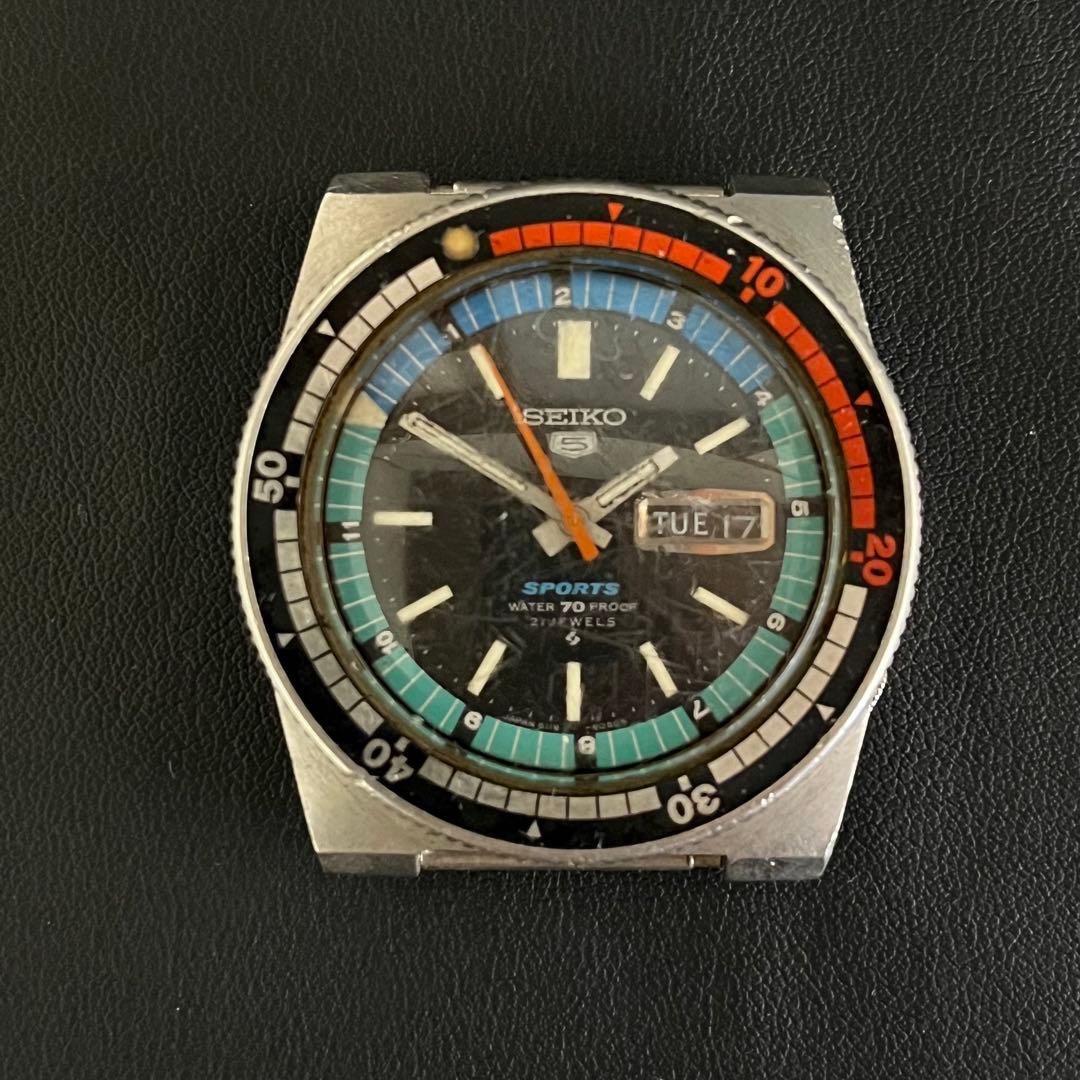 な*屋様 SEIKO 5 Sports 6119-6050 青ベゼル 稼働 ジャ