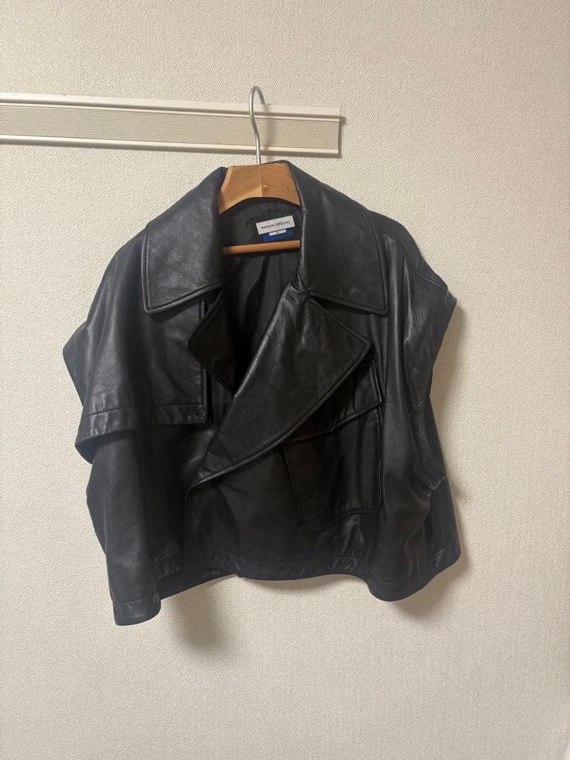 Maison special ブラックレザークロップドジャケット　2way