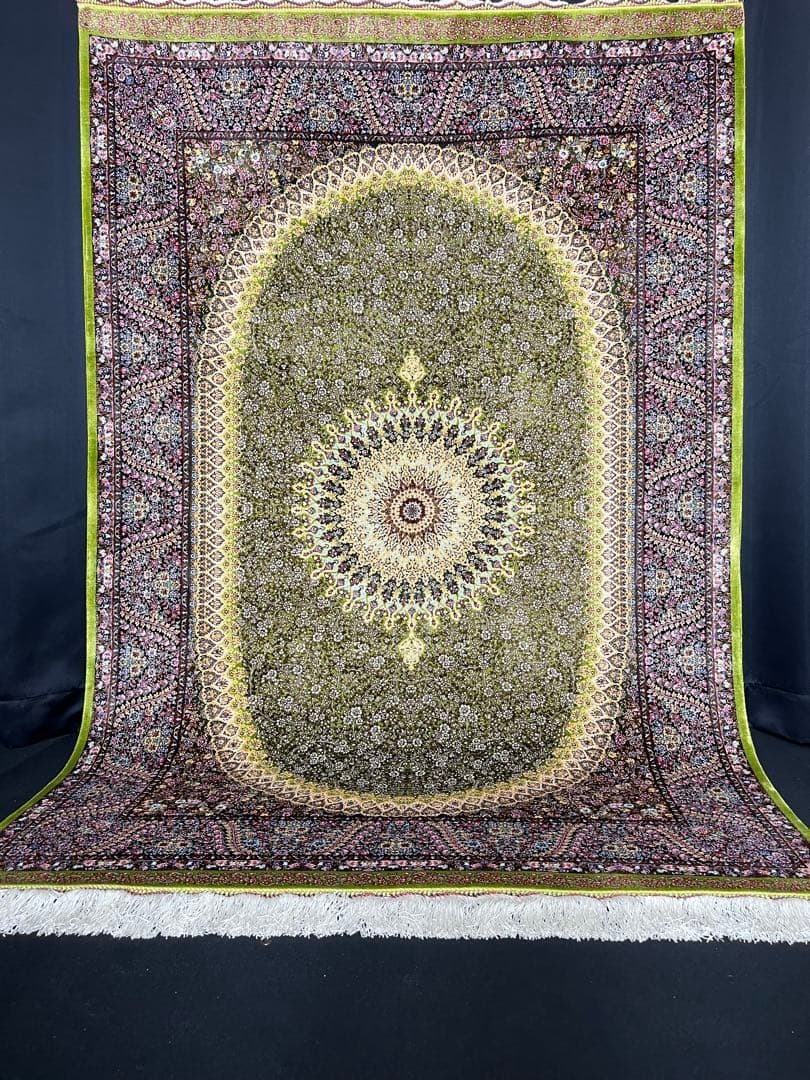 最高級 ペルシャ絨毯シルク イラン クム産 約225万ノット101×150cm