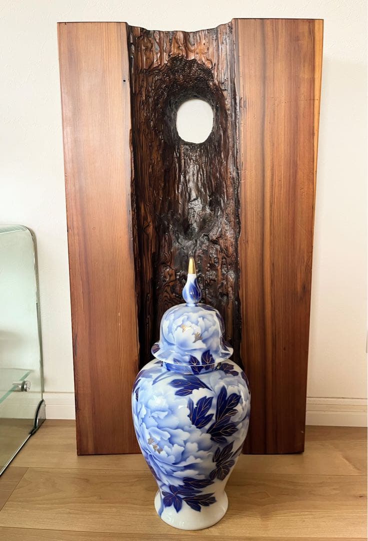 宮内庁御用達 深川製磁 牡丹 冠付 花瓶 美術有田焼 金彩