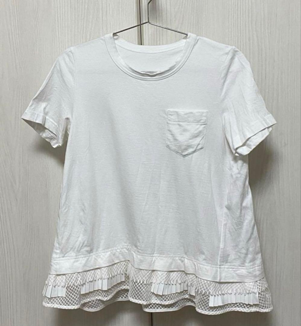 【最終値下】sacai サカイ プリーツ レース Tシャツ 白 18-03893