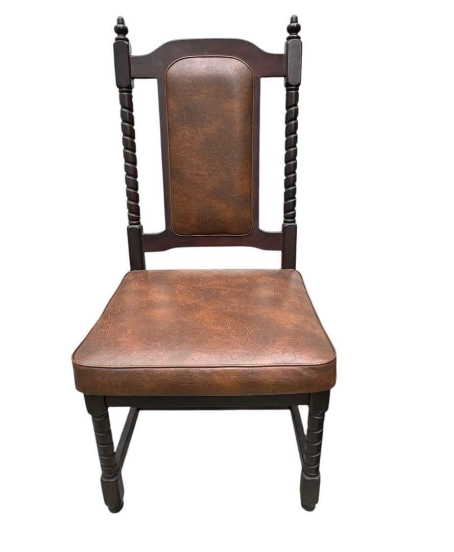 【アンティーク】トーア 木製 ダイニングチェア レザー張り 椅子 古民家