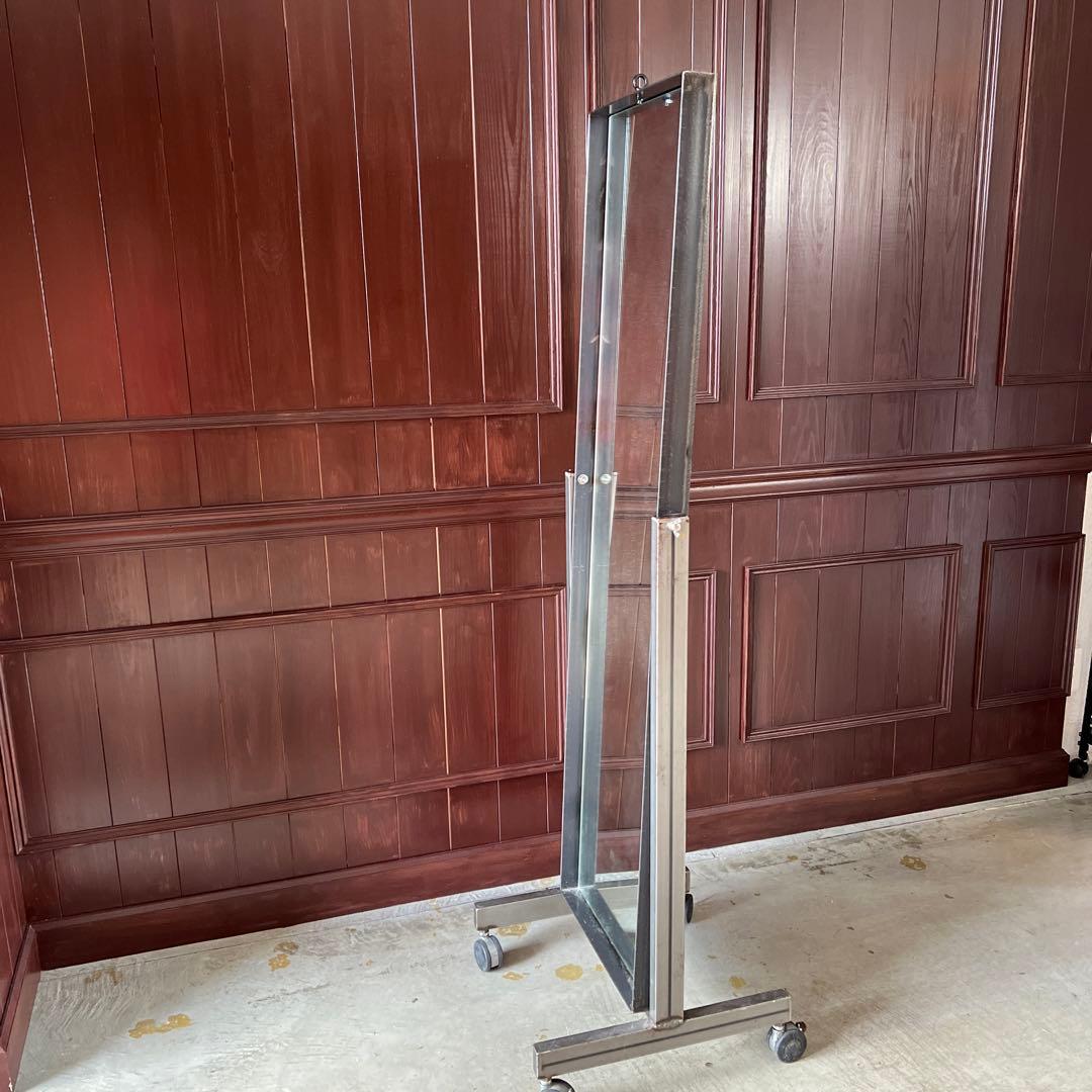 姿見　ミラー　ステンレス　インダストリアル　キャスター　頑丈　男前