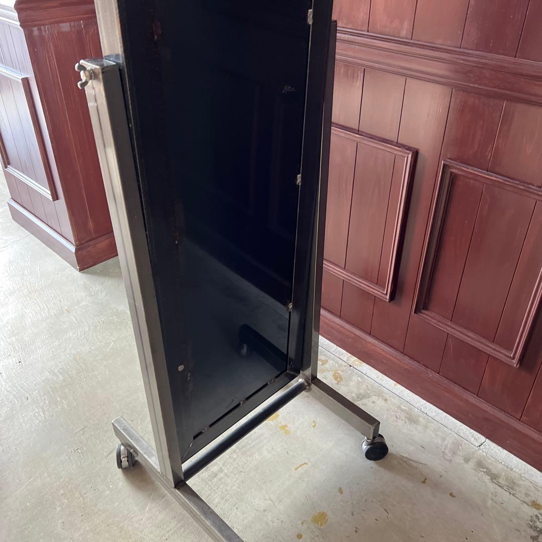 姿見　ミラー　ステンレス　インダストリアル　キャスター　頑丈　男前