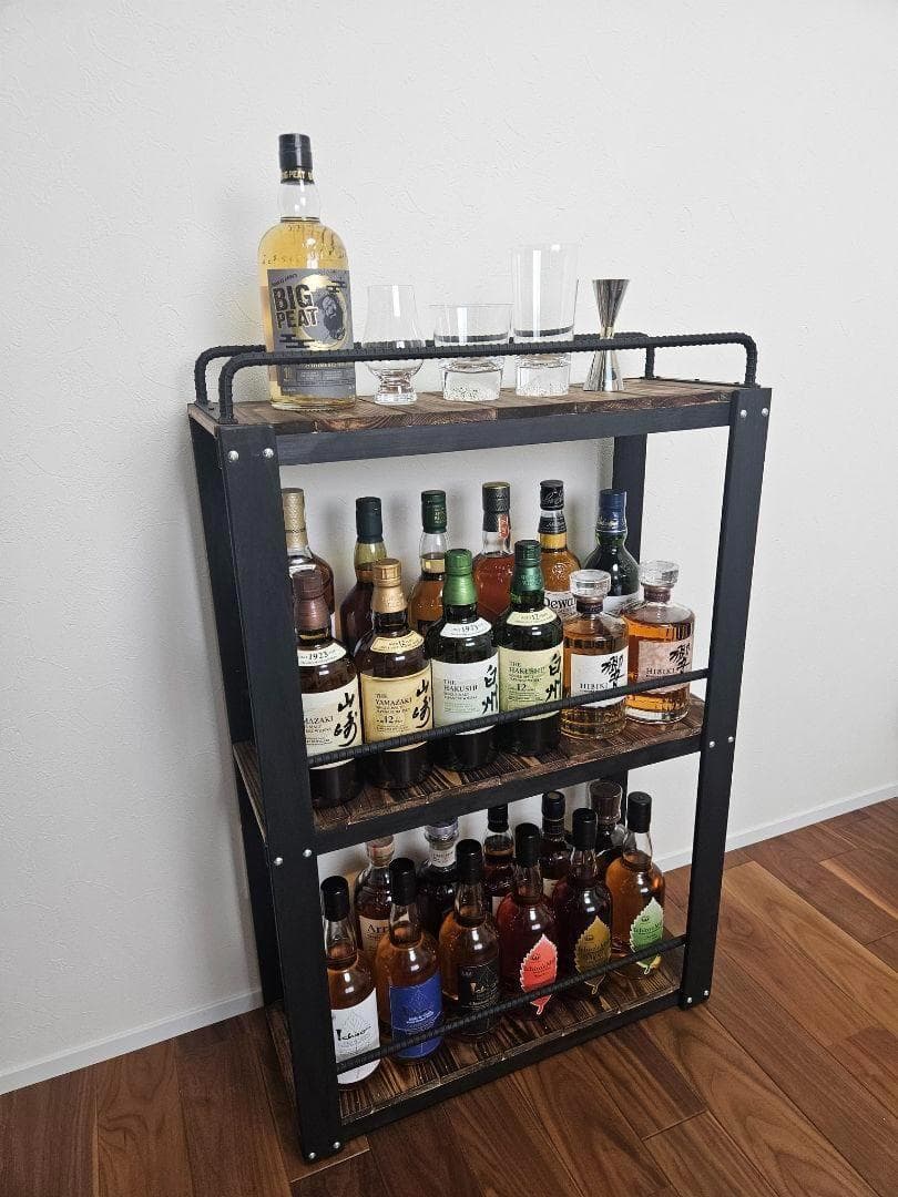 ウィスキーラック　男前インテリア　棚　インダストリアル　収納　お酒　多肉 604