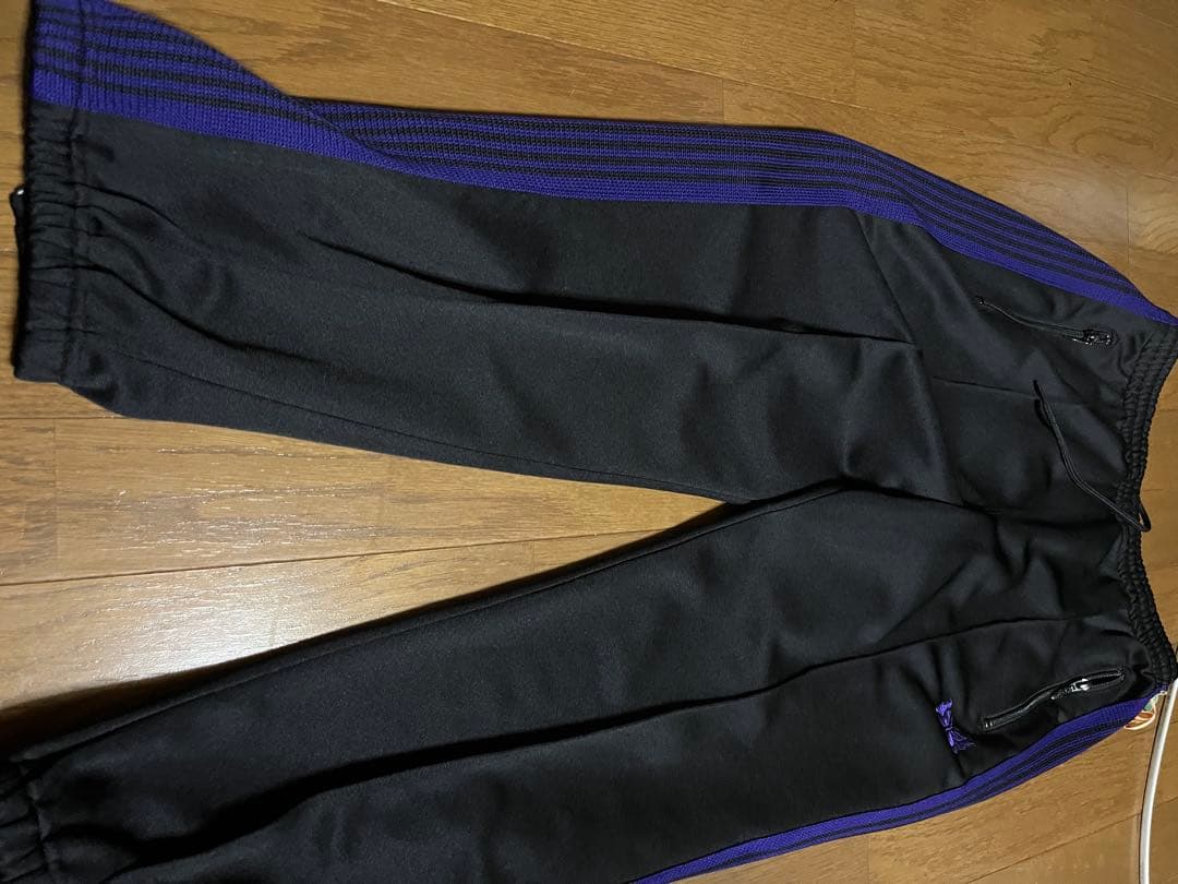ニードルズ黒紫ストライプパンツ Sサイズ