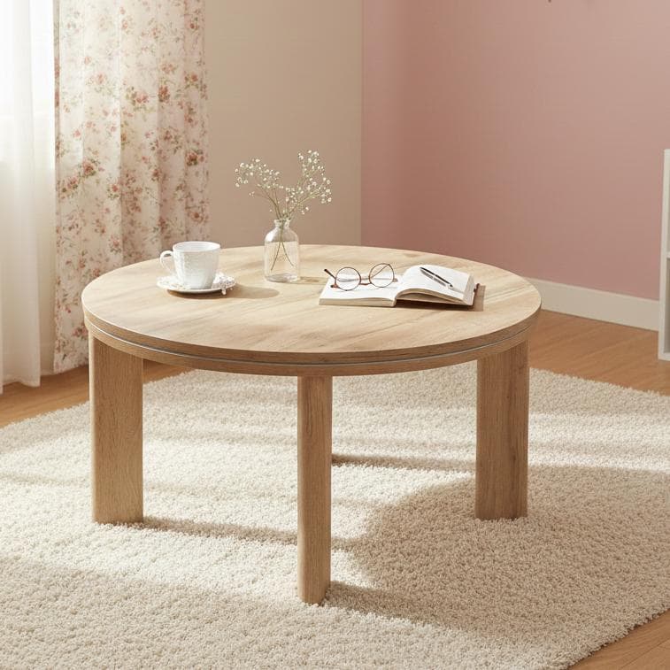 【新品訳あり】リバーシブル　折りたたみコタツ　円形　コンパクト　アウトレット