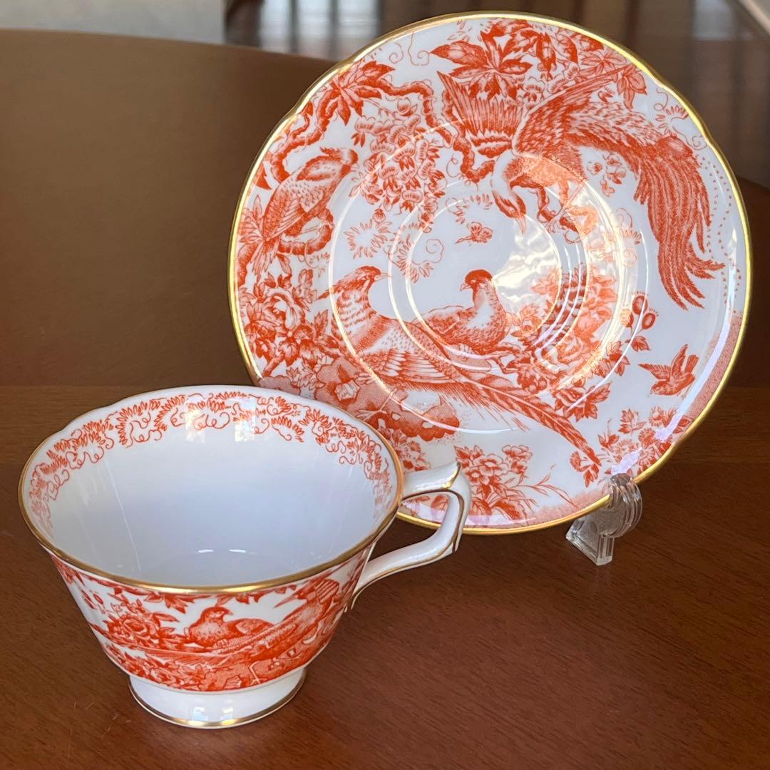 【希少品】ロイヤルクラウンダービー★レッド＆ゴールドエイビス★C/S 2客