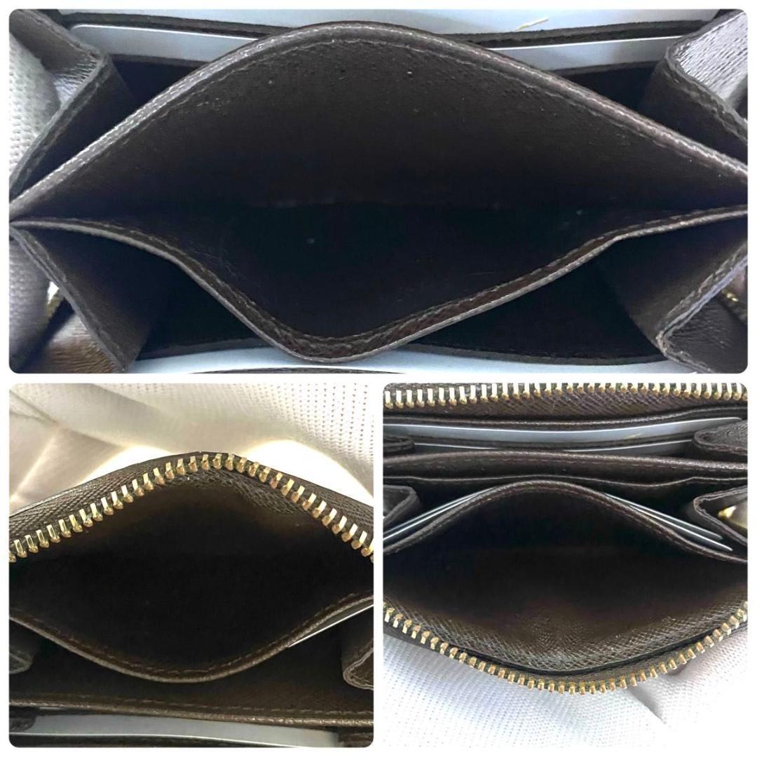 ルイ ヴィトン◎ダミエ パース エベヌ ラウンドファスナー 小銭入れ 茶色