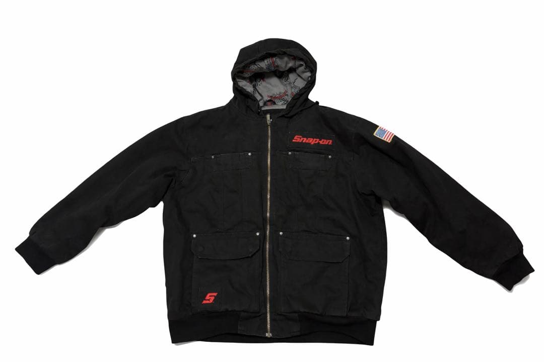 Snap-on 中綿ジャケット ブラック 刺繍ロゴ USA ワークジャケット