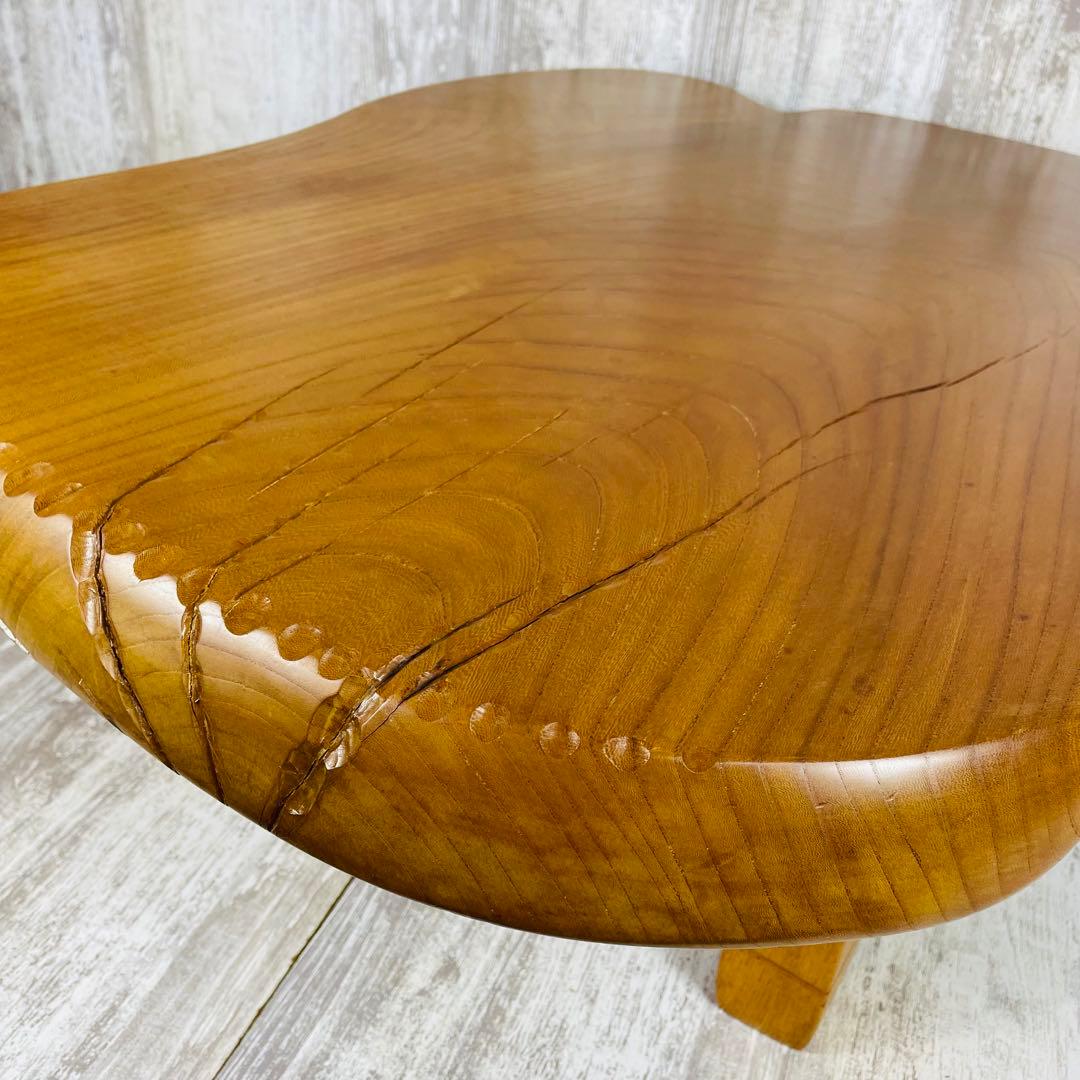 昭和レトロ 木製 天然木 一枚板 脚付き 座卓 センターテーブル 古家具