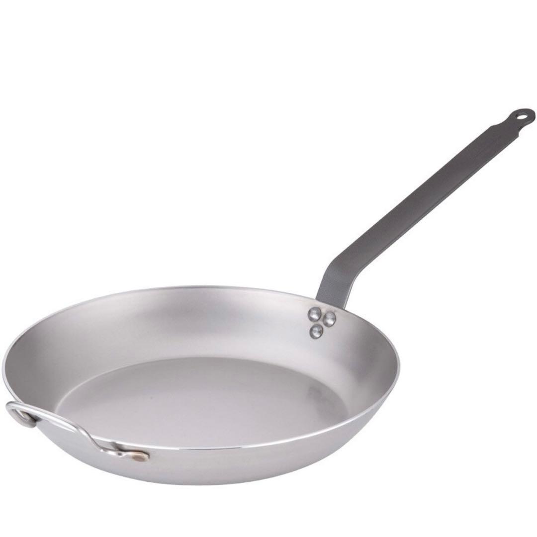 de BUYER向い手付き鉄フライパン45cm & 遠藤商事アルミ蓋42cm用