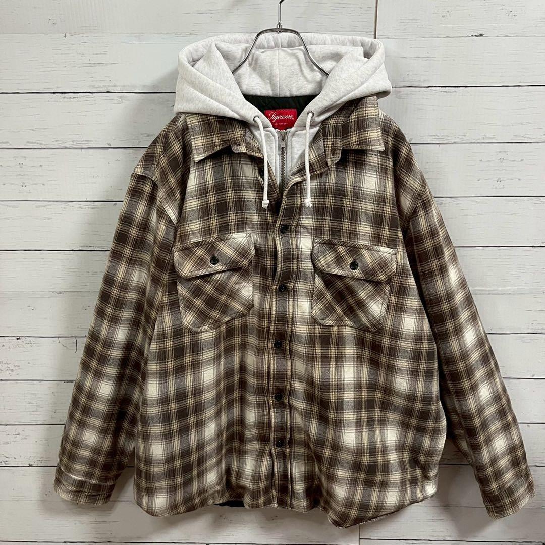 1【人気Lサイズ】シュプリーム☆刺繍ビッグロゴ キルティングジャケット☆7385