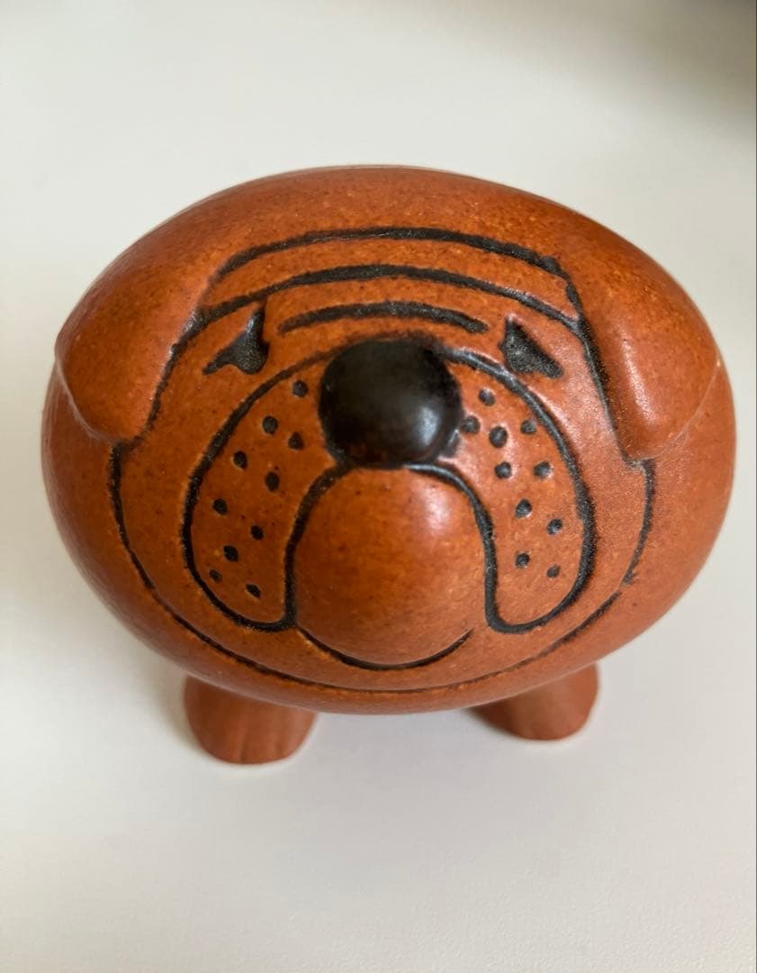 リサラーソン Larson 置物 ブルドッグ　ブラウン　サイン有