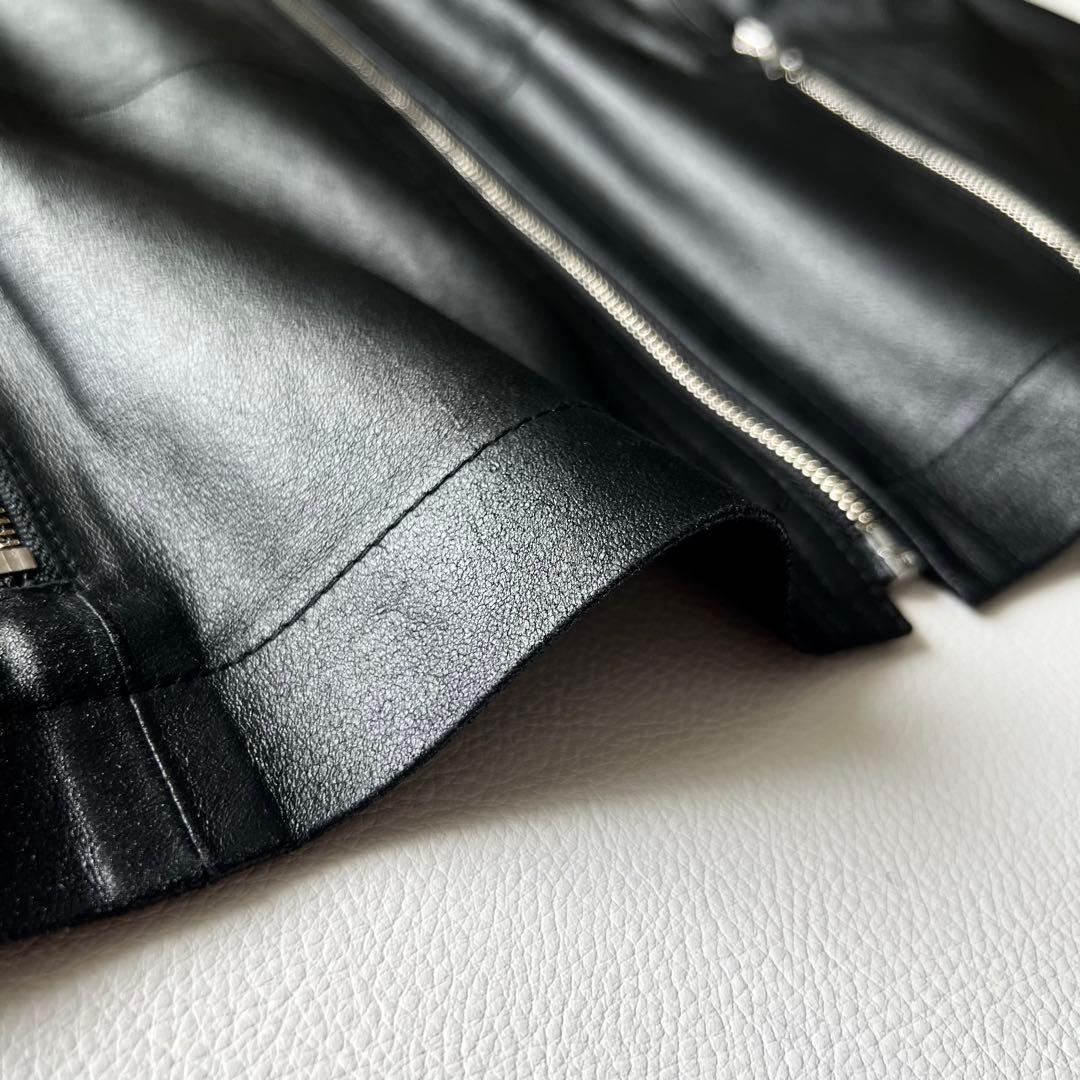 4829【美品】アドーア　ライダースジャケット レザー ヤギ革　黒　M