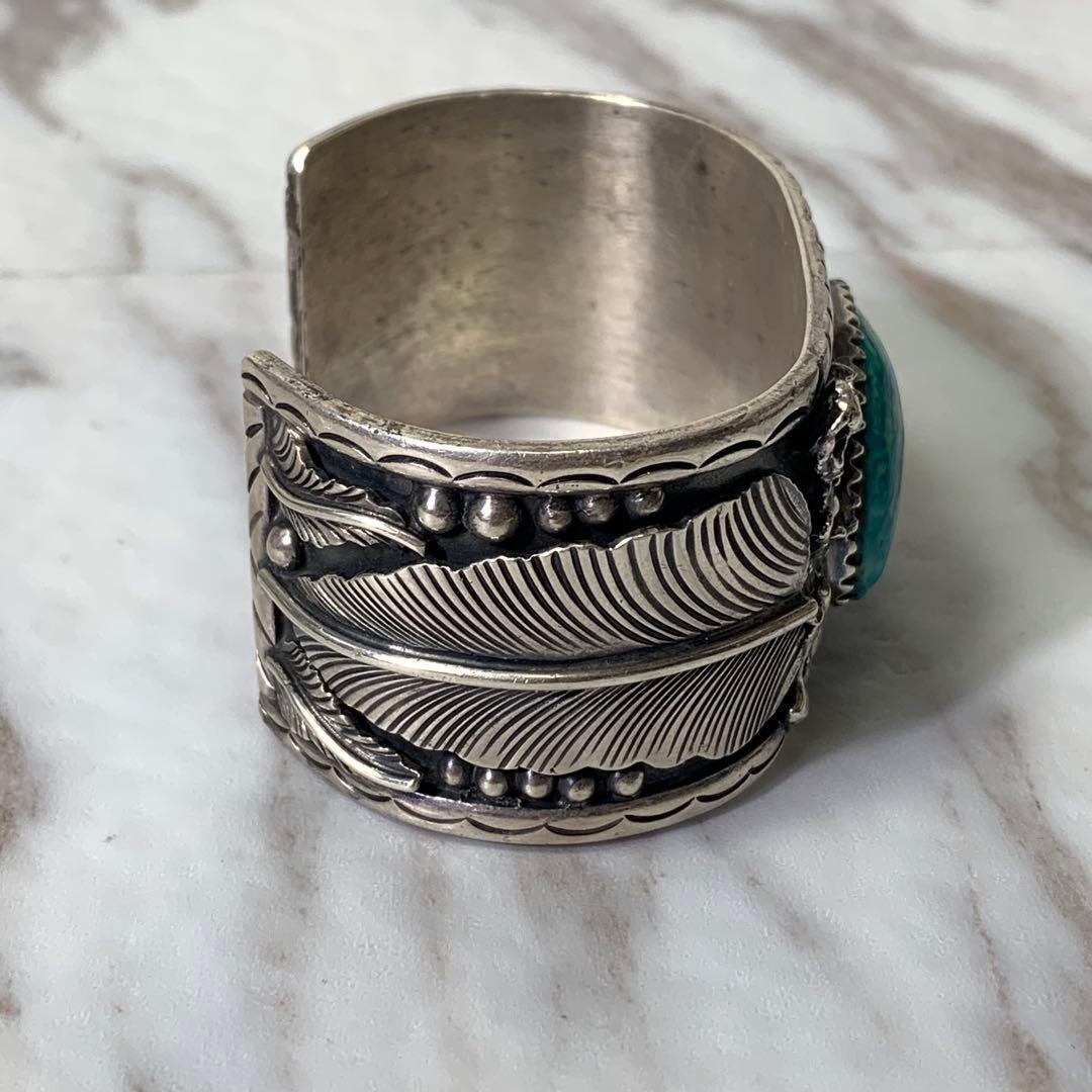 vintage navajo バングル ターコイズ シルバー925 刻印 存在感