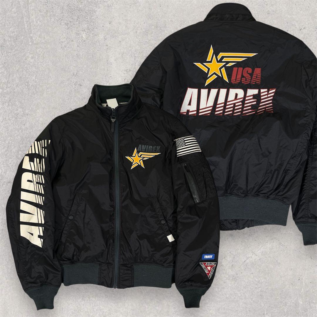 AVIREX STREET GEAR TRACK MA-1 ワッペン　L　黒