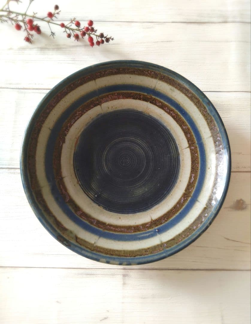 阿部祐工　民藝　櫛引刷毛目の大皿