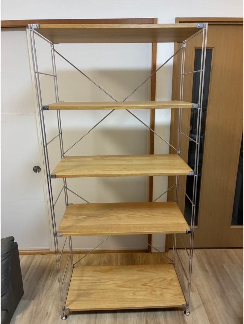 無印良品 ステンレスユニットシェルフ オーク材 棚セット ワイド大②