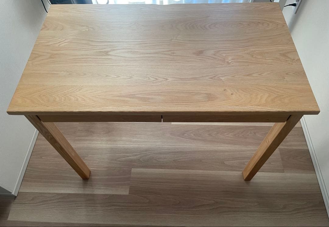 ★美品★タモ天然木無垢 引き出し付きデスク幅95cm