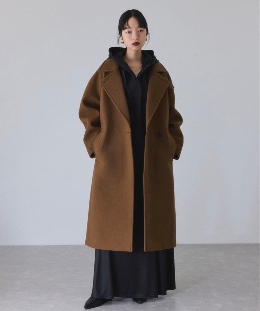 ウールボンディングラグランロングコート アダムエロペ