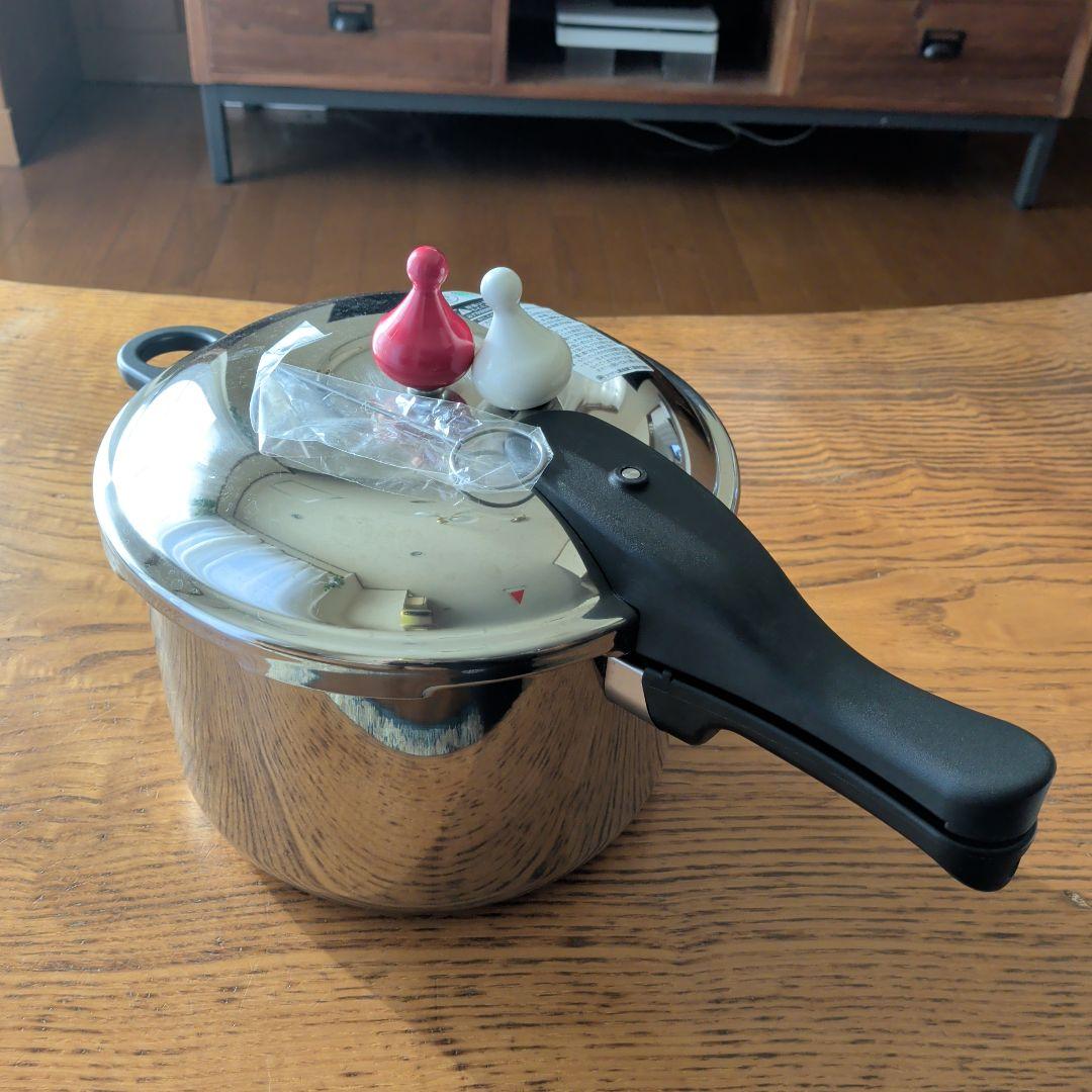 Lサイズ(赤・白おもり・掃除棒付)、アサヒ軽金属、朝日軽金属、圧力鍋