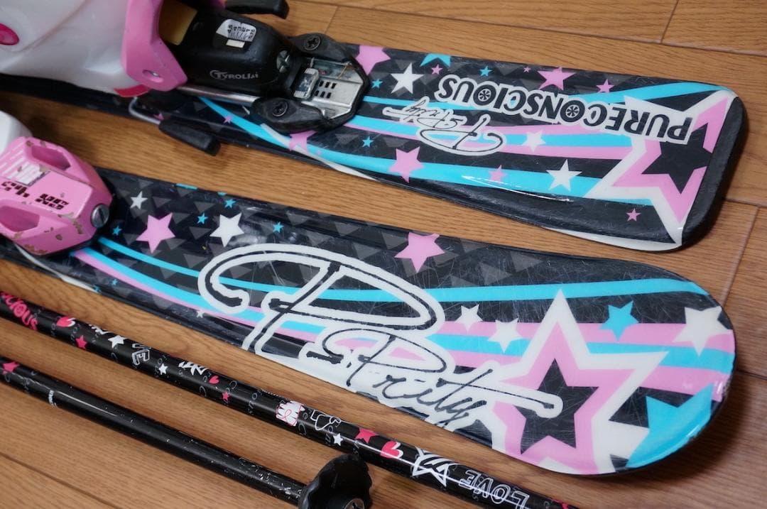メンテ済 100cm 靴20cm PURE CONSCIOUS スキーセット