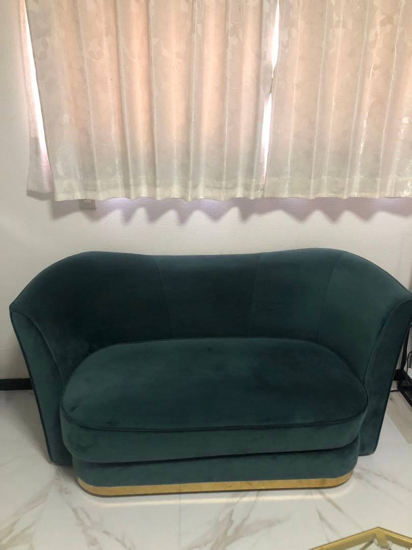 【Francfranc】ダークグリーン カーブ型ソファ