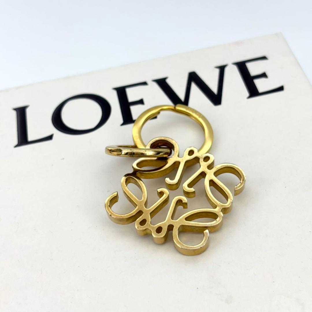 ✨美品✨ロエベ アナグラム キーリング 刻印 バッグ チャーム ゴールド 金