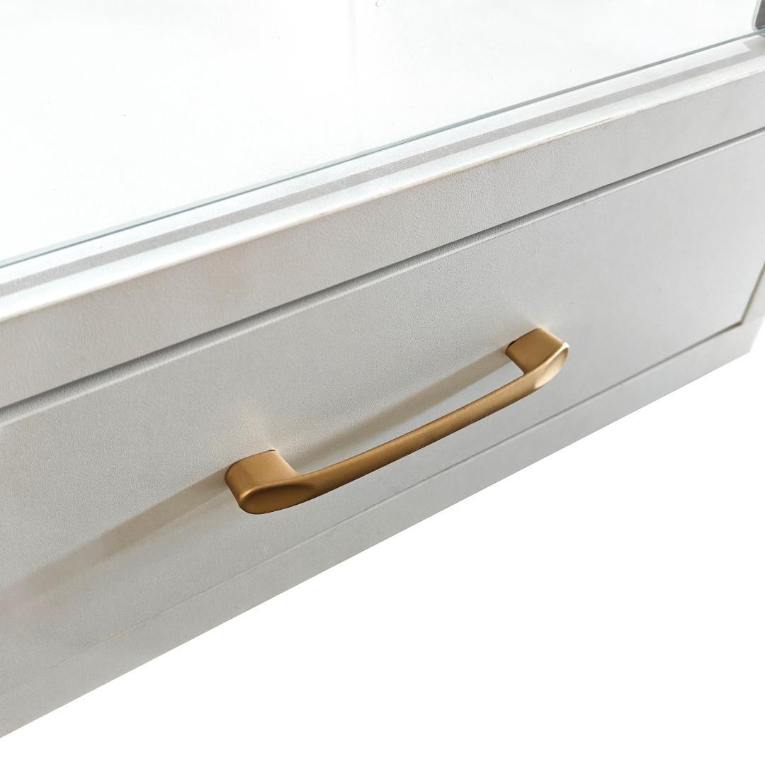 LED照明＆引き出し付 ガラスディスプレイキャビネット 鍵付き強化ガラス収納