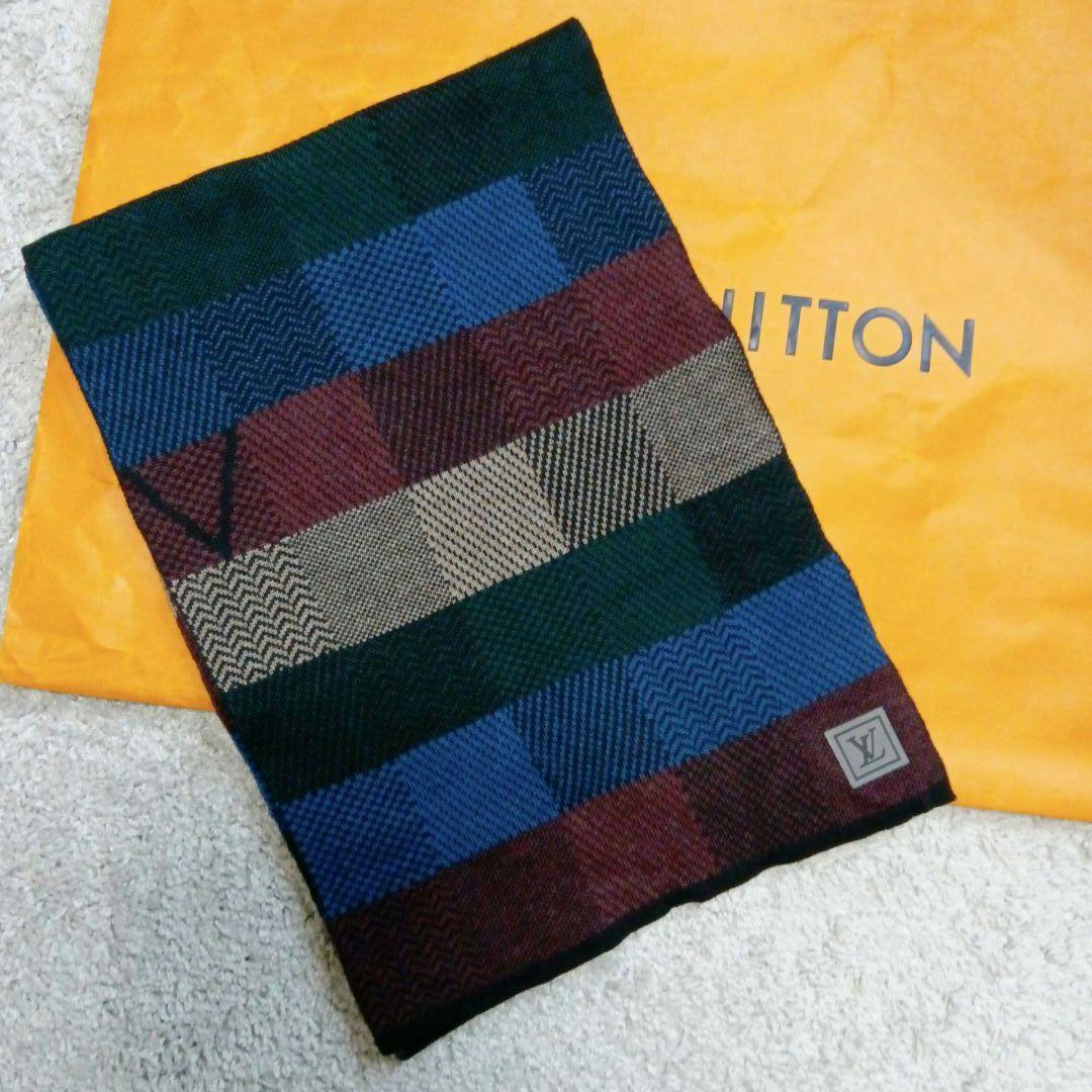 LOUIS VUITTON ルイヴィトン　ダミエ柄 ウールマフラー