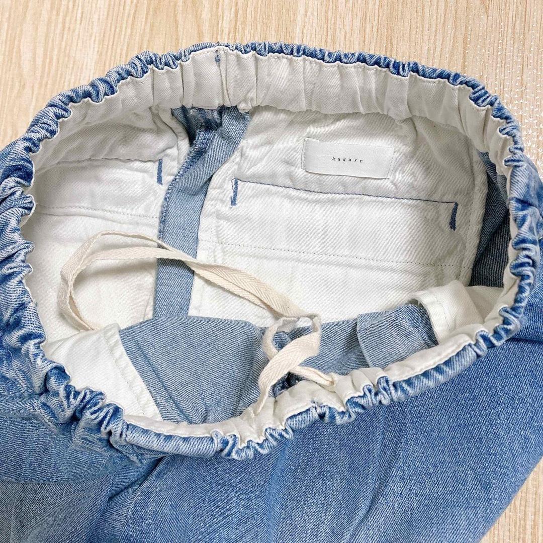 かぐれ　フェードデニムイージーパンツ　F ライトブルー　コットン100％