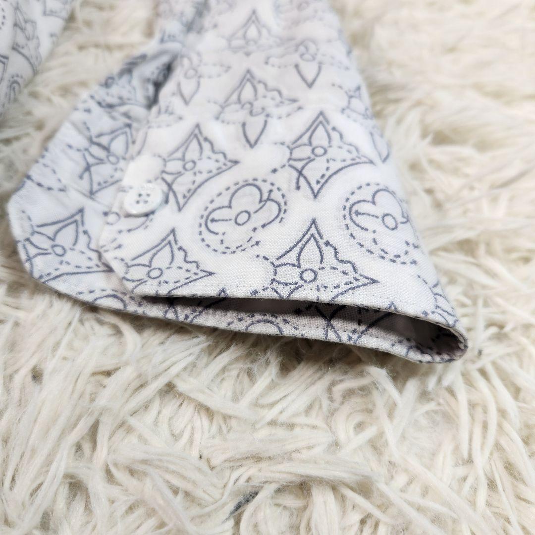 21AW 極美品　ルイヴィトン　長袖シャツ　モノグラム　白　着用感XL フラワー