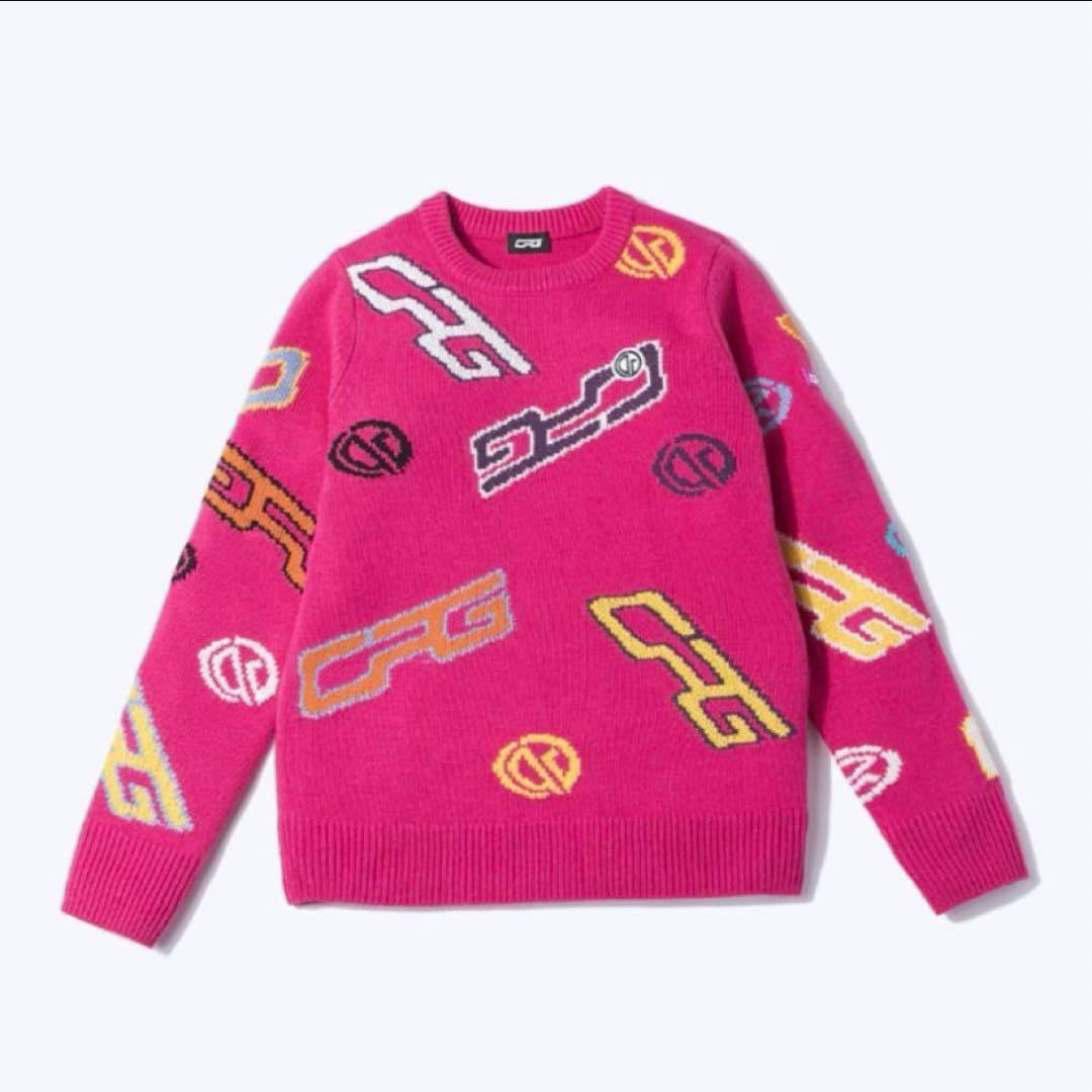 CPG GOLF クルーネックロゴ柄ニット