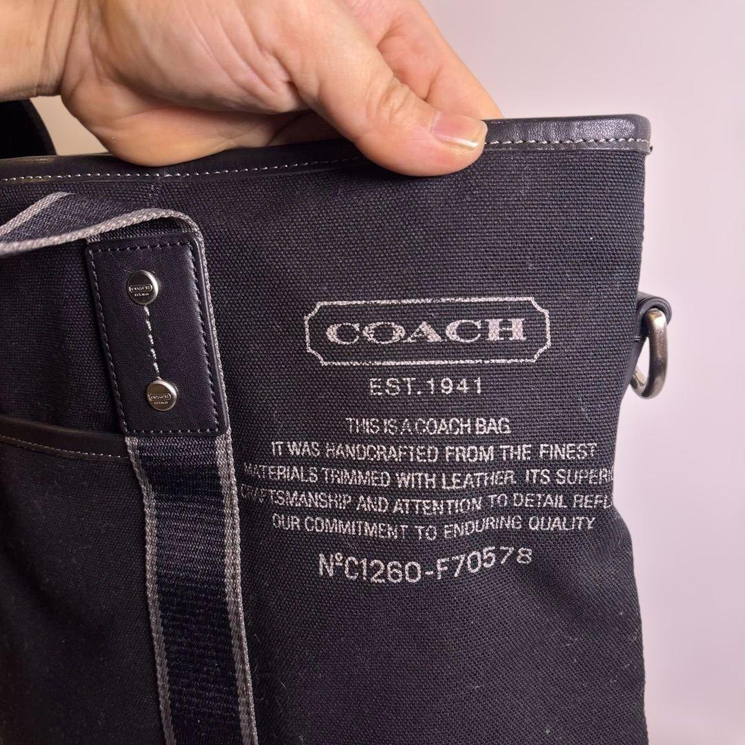 【良品】COACH コーチ　ブラック トートバッグ NFC1260-F70578