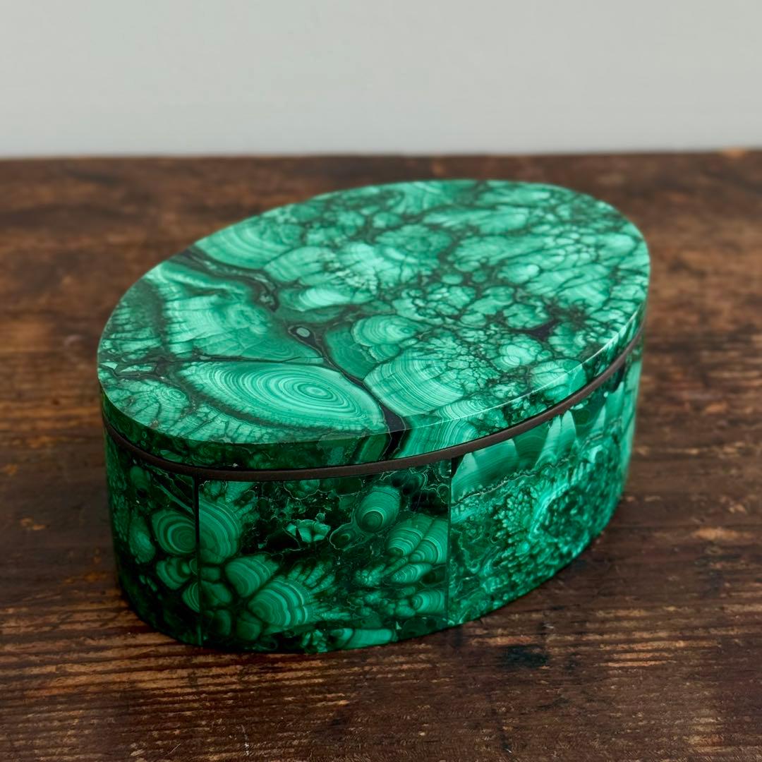 マラカイト 天然石 ジュエリーボックス｜鉱石小箱 小物入れ 蓋付き