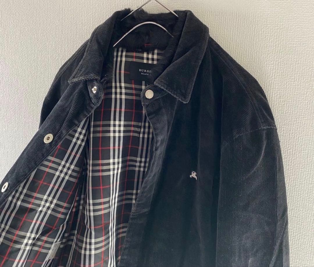 Burberryバーバリー黒 コーデュロイ ジャケット チェック柄