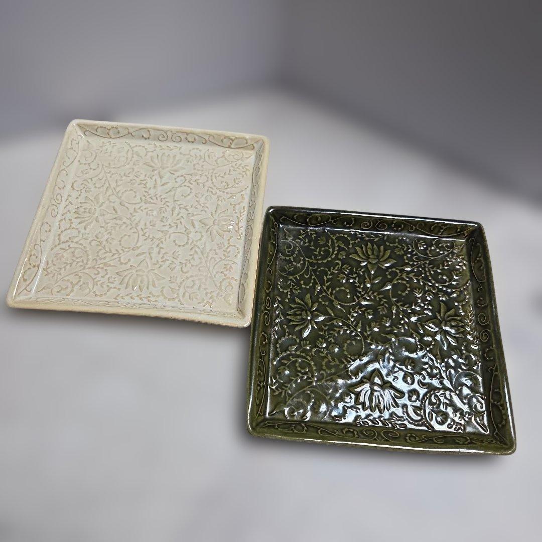 翠窯（SUIYO）　スクエアプレート　2枚