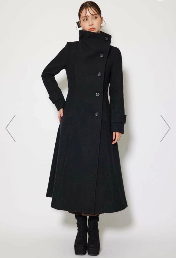 Mサイズ 25オーバーネック シンデレララインコート ブラック rienda